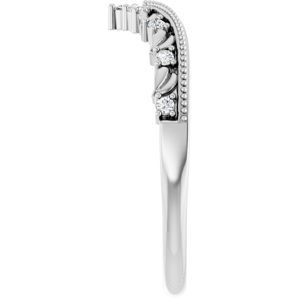 14K White .08 CTW Lab-Grown Diamond Contour Band