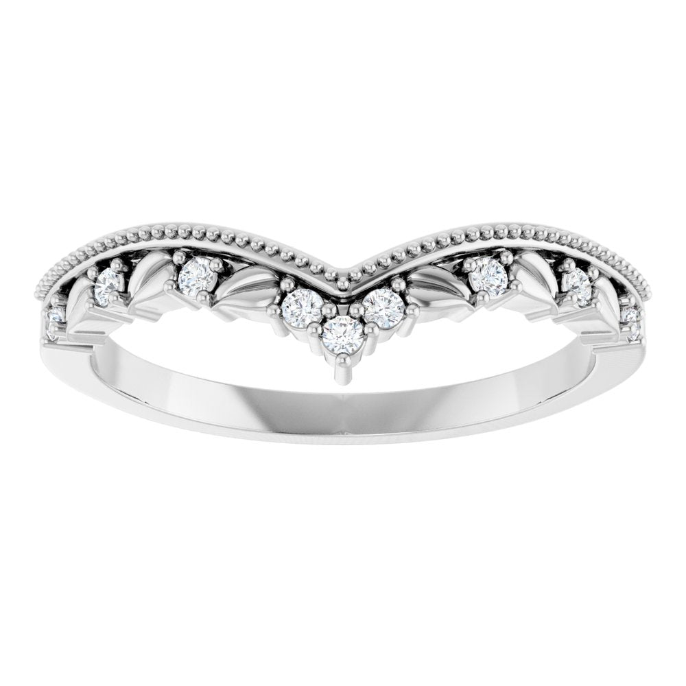 14K White .08 CTW Natural Diamond Contour Band