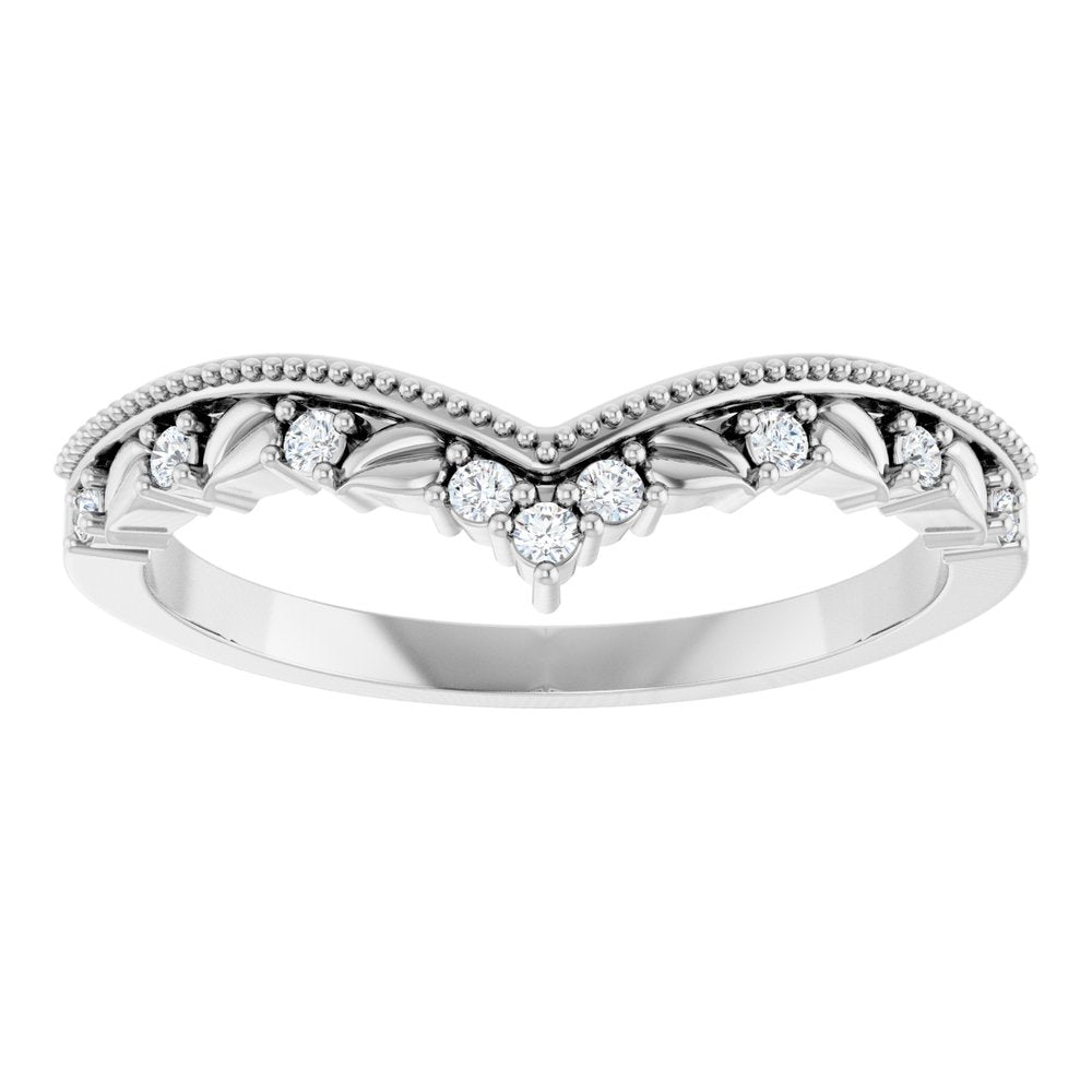 14K White .08 CTW Natural Diamond Contour Band