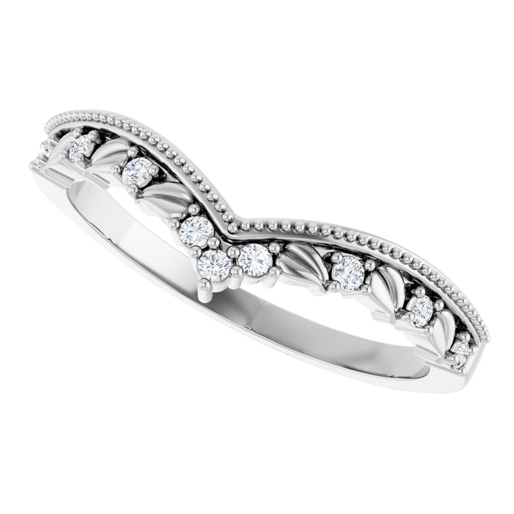 14K White .08 CTW Natural Diamond Contour Band