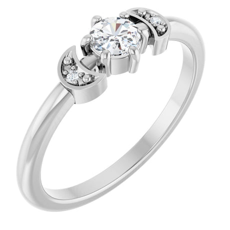 14K White Gold 1/6 CTW Rose-Cut Natural Diamond Stackable Ring
