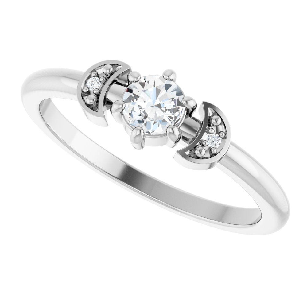 14K White Gold 1/6 CTW Rose-Cut Natural Diamond Stackable Ring