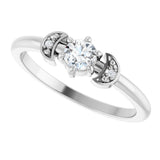 14K White Gold 1/6 CTW Rose-Cut Natural Diamond Stackable Ring