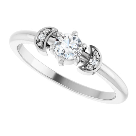 14K White Gold 1/6 CTW Rose-Cut Natural Diamond Stackable Ring
