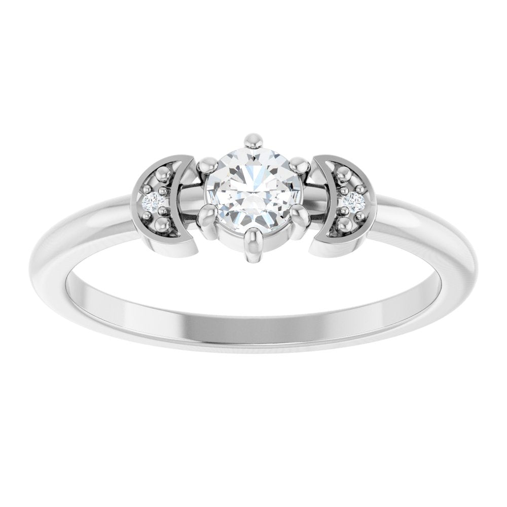 14K White Gold 1/6 CTW Rose-Cut Natural Diamond Stackable Ring