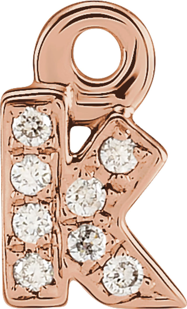 14K Rose Petite Pavé™ .02 CTW Natural Diamond Initial K Dangle