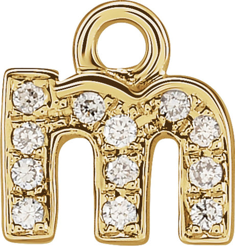 14K Yellow Petite Pavé™ .03 CTW Natural Diamond Initial M Dangle