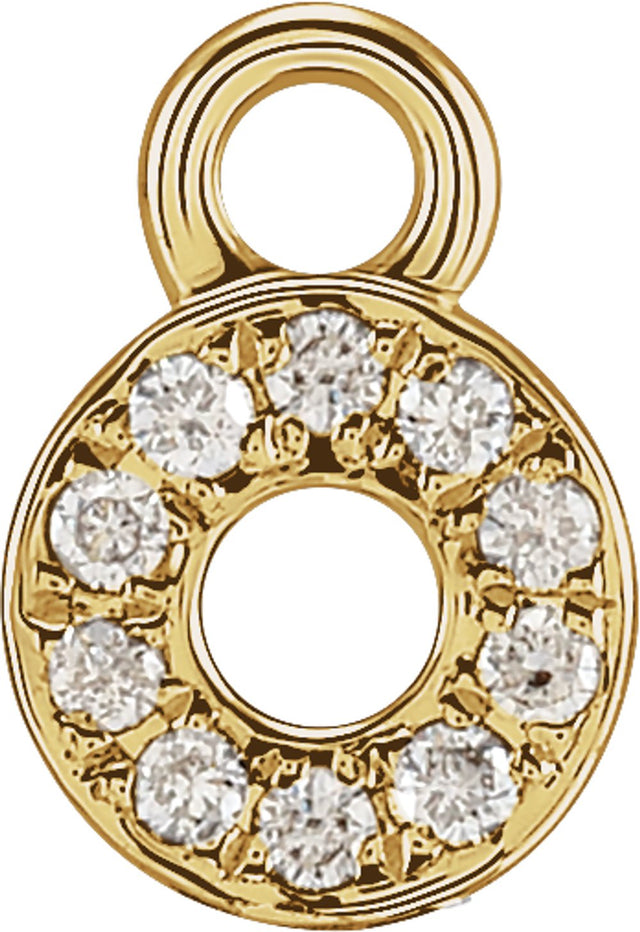 14K Yellow Petite Pavé™ .025 CTW Natural Diamond Initial O Dangle