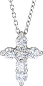 14K White Gold 1/2 CTW Lab-Grown Diamond Cross 18" Necklace