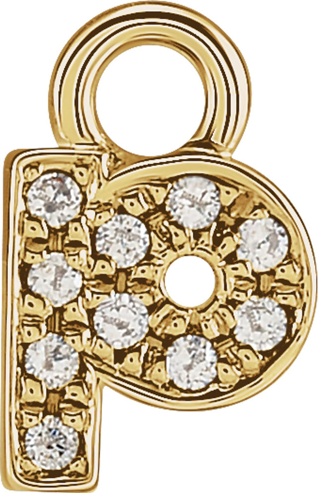 14K Yellow Petite Pavé™ .025 CTW Natural Diamond Initial P Dangle