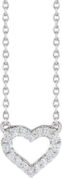 14K White 1/5 CTW Lab-Grown Diamond Heart 16-18" Necklace