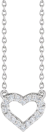 14K White Gold 1/5 CTW Lab-Grown Diamond Heart 16-18" Necklace
