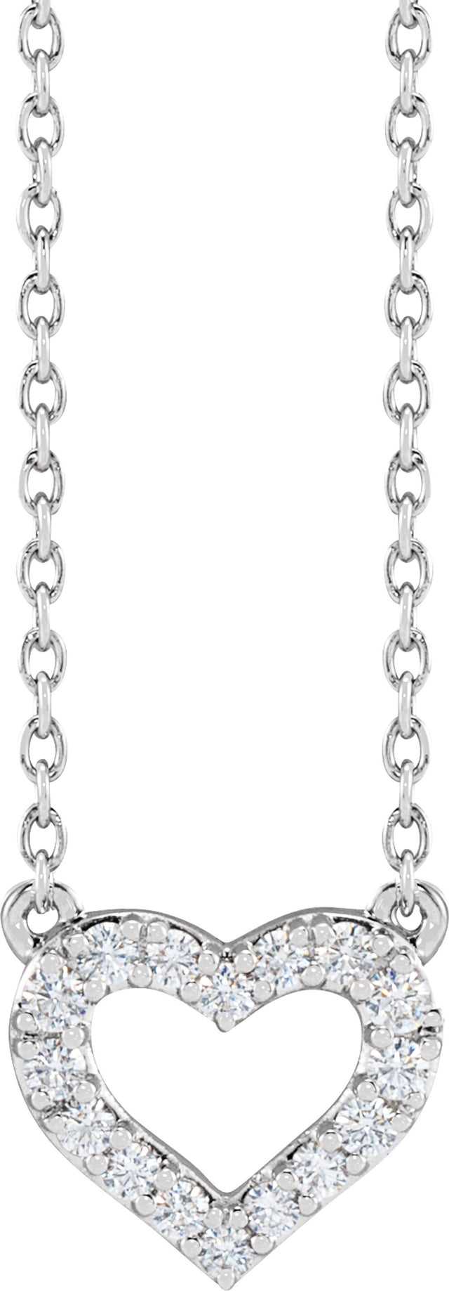 14K White Gold 1/5 CTW Lab-Grown Diamond Heart 16-18" Necklace