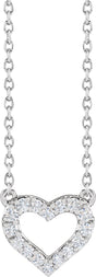 14K White Gold 1/5 CTW Lab-Grown Diamond Heart 16-18" Necklace