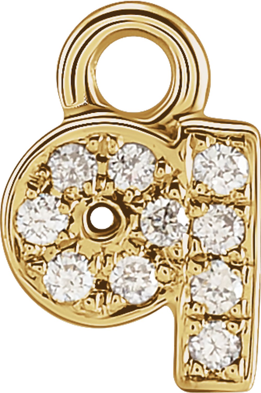 14K Yellow Petite Pavé™ .025 CTW Natural Diamond Initial Q Dangle