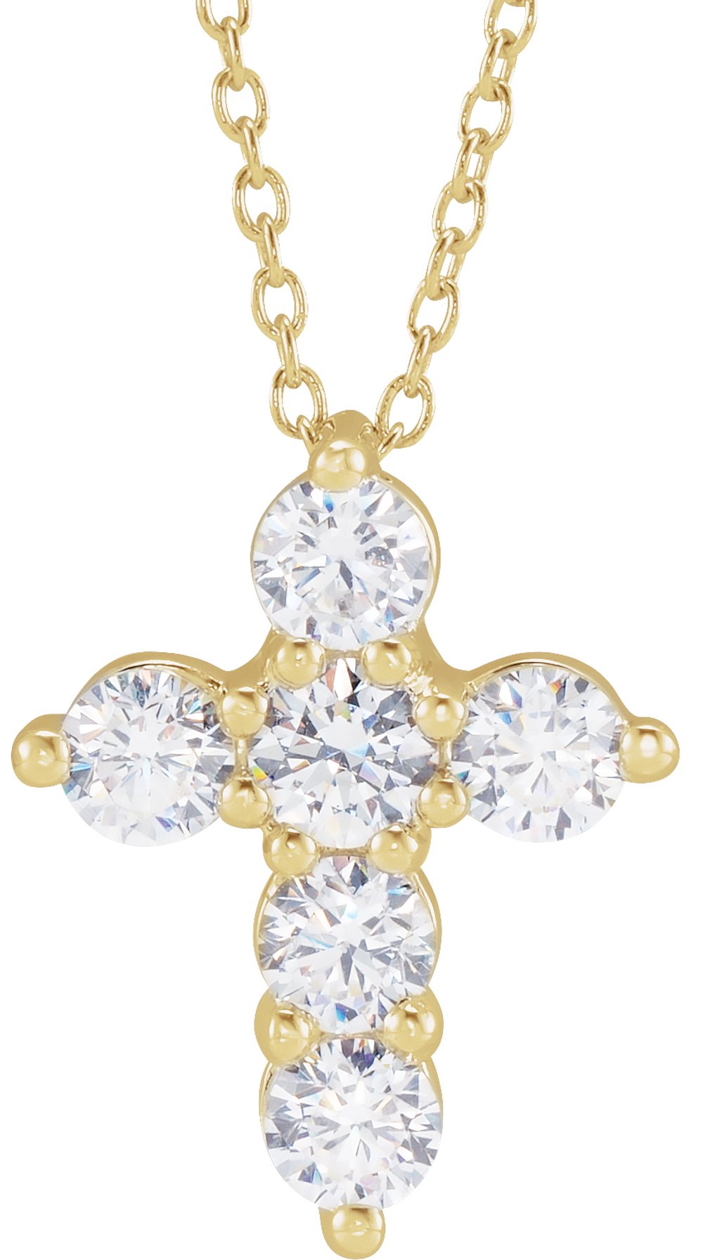 14K Yellow Gold 1 CTW Lab-Grown Diamond Cross 18" Necklace