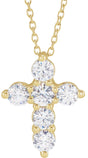 14K Yellow Gold 1 CTW Lab-Grown Diamond Cross 18" Necklace