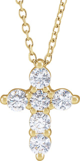 14K Yellow 1/2 CTW Lab-Grown Diamond Cross 18" Necklace