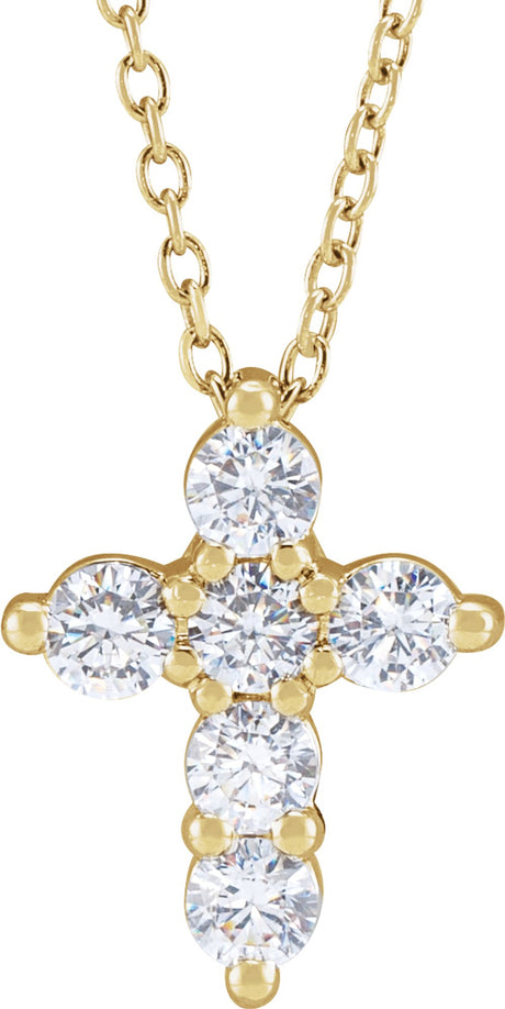 14K Yellow Gold Vermeil 1/2 CTW Lab-Grown Diamond Cross 18" Necklace