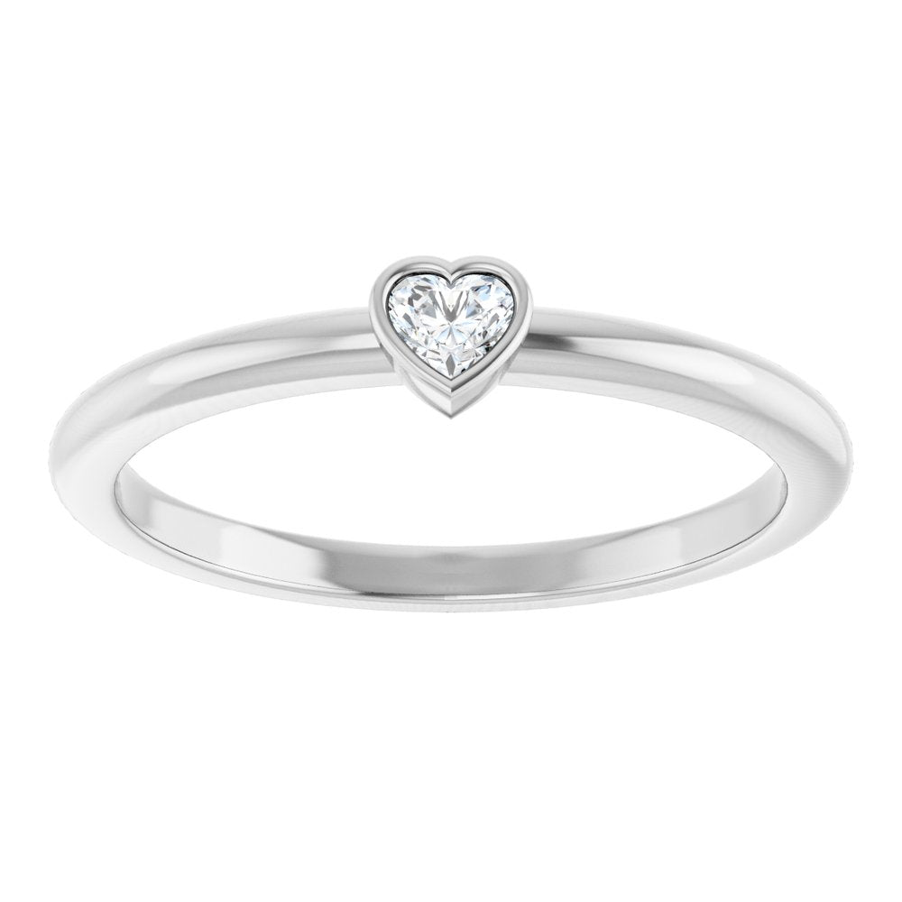 14K White Gold 1/10 CT Natural Diamond Stackable Ring
