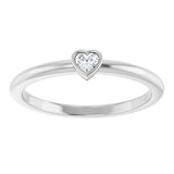 14K White Gold 1/10 CT Natural Diamond Stackable Ring