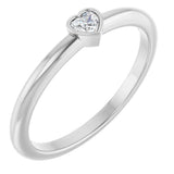14K White Gold 1/10 CT Natural Diamond Stackable Ring