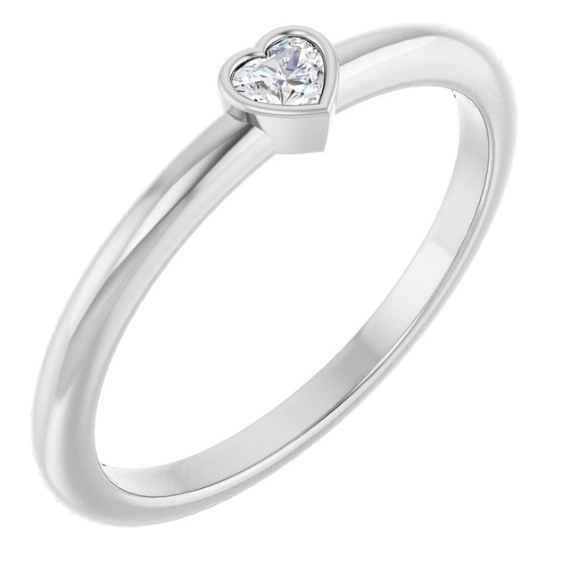 14K White Gold 1/10 CT Natural Diamond Stackable Ring