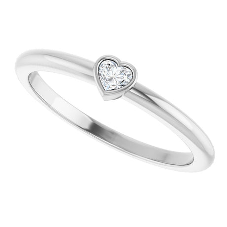 14K White Gold 1/10 CT Natural Diamond Stackable Ring