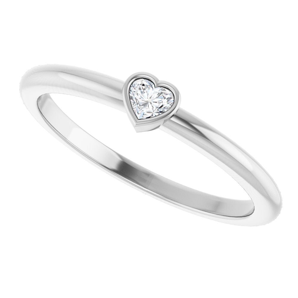 14K White Gold 1/10 CT Natural Diamond Stackable Ring