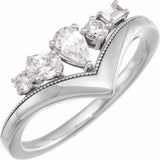 14K White Gold 1/2 CTW Lab-Grown Diamond V Ring