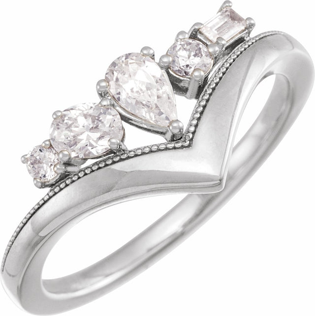 14K White Gold 1/2 CTW Lab-Grown Diamond V Ring