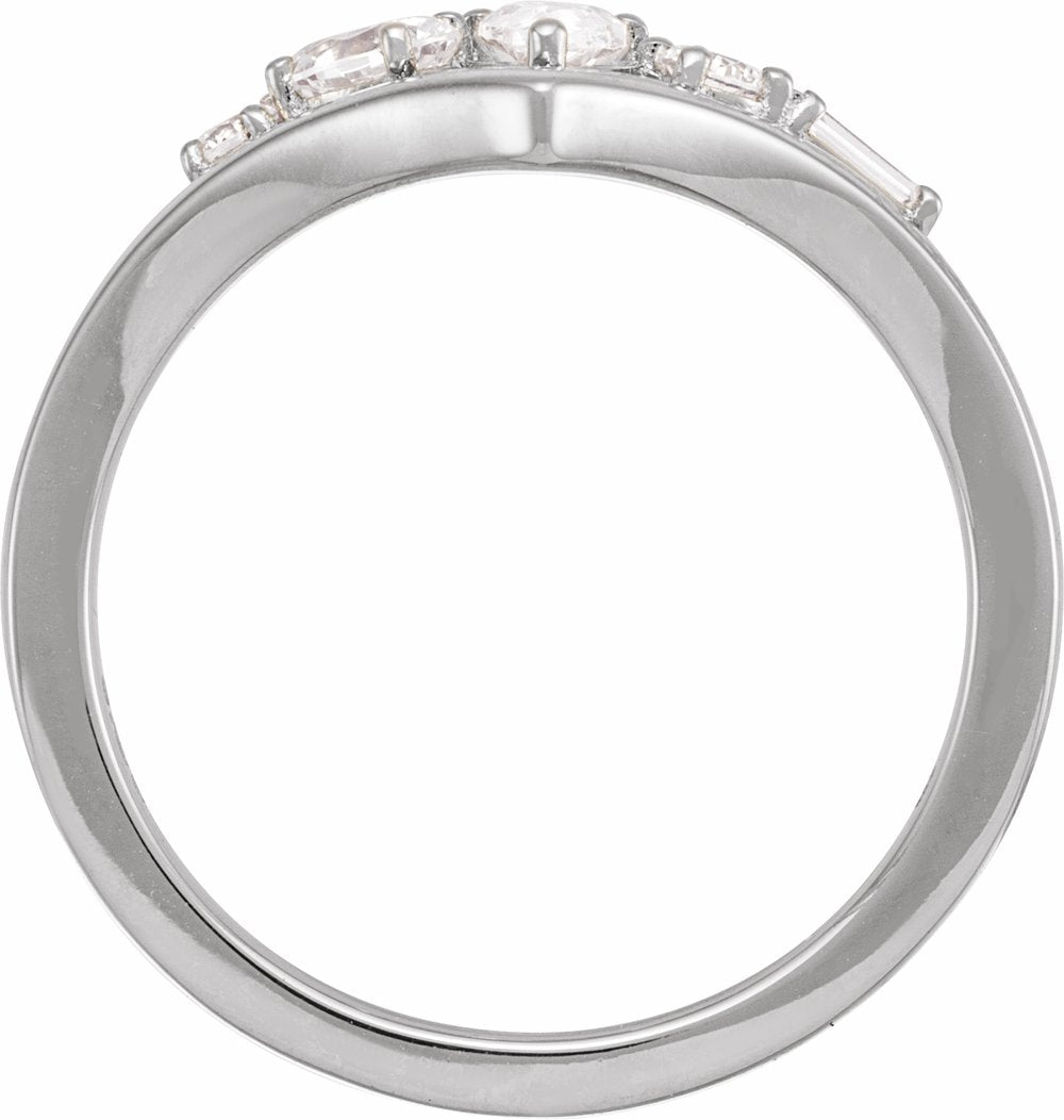 14K White 1/2 CTW Lab-Grown Diamond V Ring