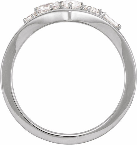 14K White 1/2 CTW Lab-Grown Diamond V Ring