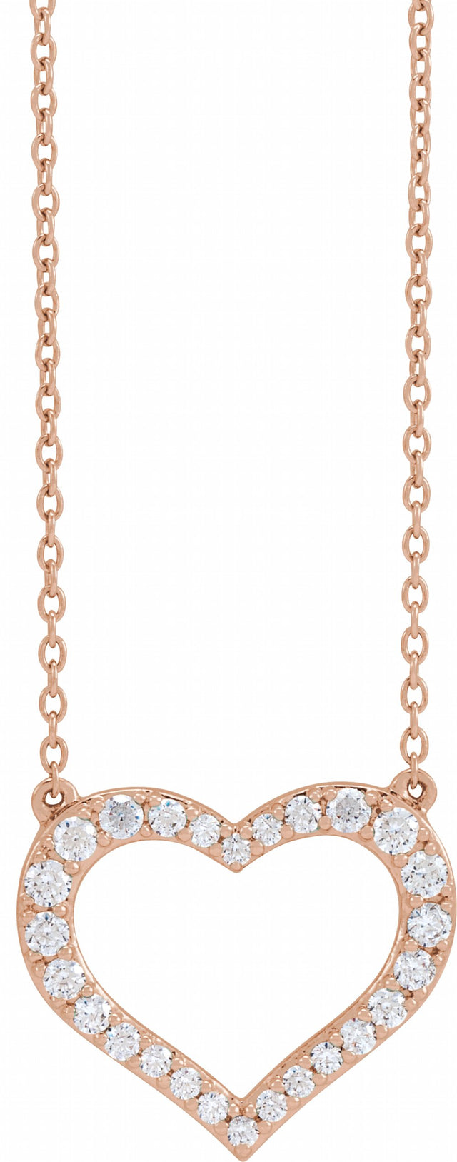 14K Rose Gold 3/8 CTW Lab-Grown Diamond Heart 16-18" Necklace