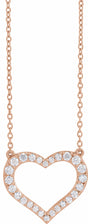 14K Rose Gold 3/8 CTW Lab-Grown Diamond Heart 16-18" Necklace
