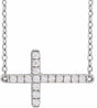 14K White 1/6 CTW Lab-Grown Diamond Sideways Cross 16-18" Necklace