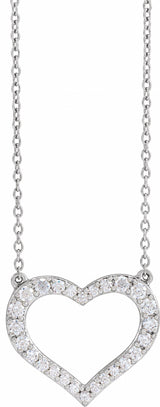 14K White 3/8 CTW Lab-Grown Diamond Heart 16-18" Necklace