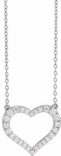 14K White 3/8 CTW Lab-Grown Diamond Heart 16-18" Necklace