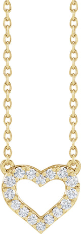 14K Yellow 1/5 CTW Lab-Grown Diamond Heart 16-18" Necklace