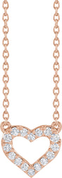 14K Rose 1/5 CTW Lab-Grown Diamond Heart 16-18" Necklace