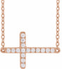 14K Rose 1/6 CTW Lab-Grown Diamond Sideways Cross 16-18" Necklace