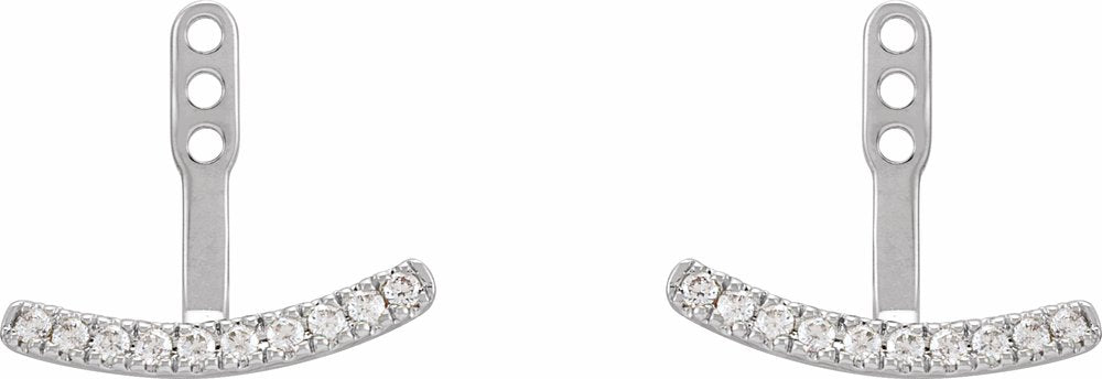 14K White 1/5 CTW Lab-Grown Diamond Curved Bar Earring Jackets