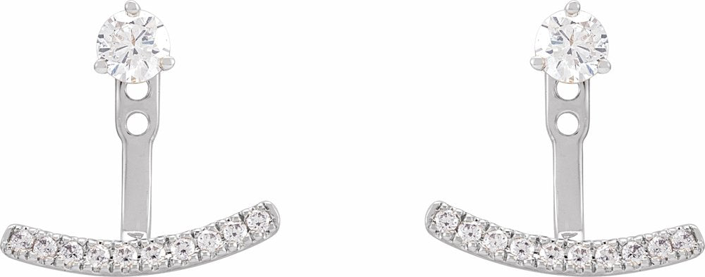 14K White 1/5 CTW Lab-Grown Diamond Curved Bar Earring Jackets