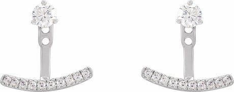 14K White 1/5 CTW Lab-Grown Diamond Curved Bar Earring Jackets