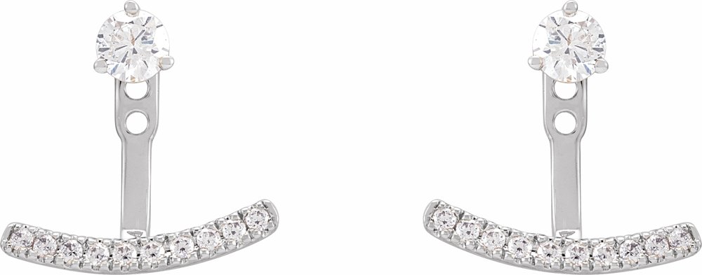 14K White Gold 1/5 CTW Lab-Grown Diamond Curved Bar Earring Jackets