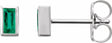 14K White Gold Natural Emerald Bezel-Set Earrings