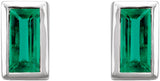 14K White Gold Natural Emerald Bezel-Set Earrings