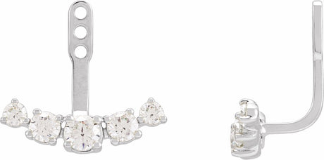14K White Gold 1 CTW Lab-Grown Diamond Curved Bar Earring Jackets