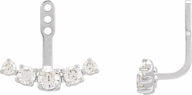 14K White Gold 1 CTW Lab-Grown Diamond Curved Bar Earring Jackets
