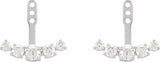 14K White 1 CTW Lab-Grown Diamond Curved Bar Earring Jackets